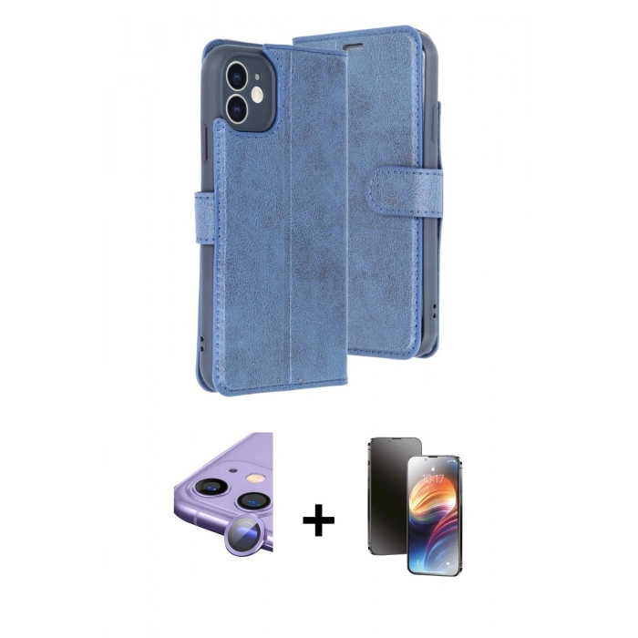 MARSİLYAN™- iPhone 11 Kılıf Siluet Işık Serisi - Siyah 3D Antistatik Mat Seramik Nano Ekran Koruyucu + Raze Metal Kamera Lens - MR