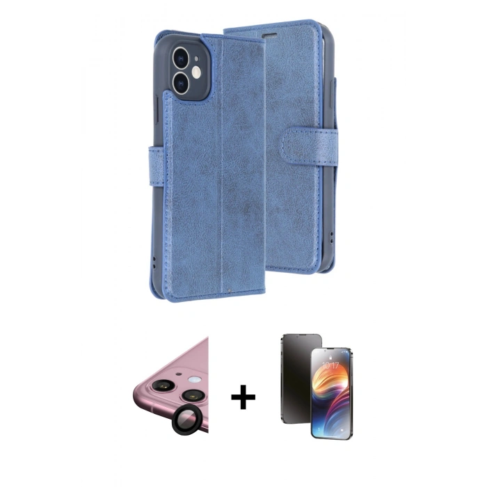 MARSİLYAN™- iPhone 11 Kılıf Siluet Işık Serisi - Siyah 3D Antistatik Mat Seramik Nano Ekran Koruyucu + Raze Metal Kamera Lens - SH