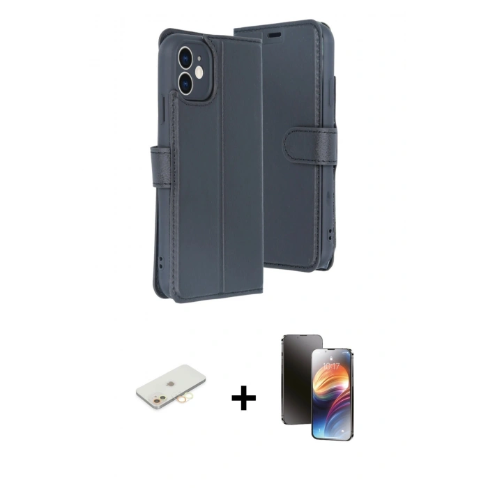 MARSİLYAN™- iPhone 11 Kılıf Siluet Işık Serisi - Siyah 3D Antistatik Mat Seramik Nano Ekran Koruyucu + Renkli Kamera Lens Koruma Cam - SI