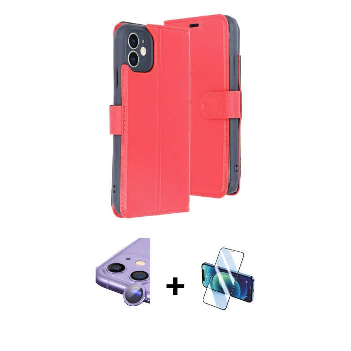MARSİLYAN™- iPhone 11 Kılıf Siluet Işık Serisi - Siyah 3D Antistatik Seramik Nano Ekran Koruyucu + Mor Raze Metal Kamera Lens