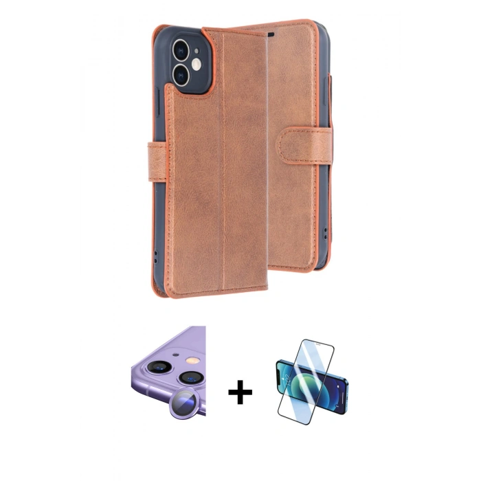 MARSİLYAN™- iPhone 11 Kılıf Siluet Işık Serisi - Siyah 3D Antistatik Seramik Nano Ekran Koruyucu + Mor Raze Metal Kamera Lens