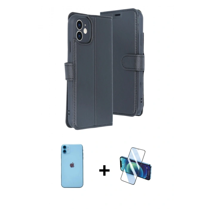 MARSİLYAN™- iPhone 11 Kılıf Siluet Işık Serisi - Siyah 3D Antistatik Seramik Nano Ekran Koruyucu + Neon Fosforlu Kamera Lens - MI