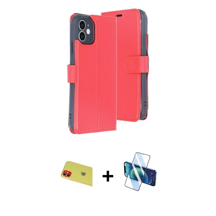 MARSİLYAN™- iPhone 11 Kılıf Siluet Işık Serisi - Siyah 3D Antistatik Seramik Nano Ekran Koruyucu + Rainbow Kamera Lens Koruma Cam - KI