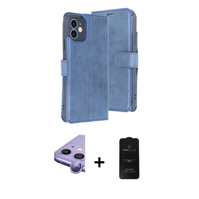 MARSİLYAN™- iPhone 11 Kılıf Siluet Işık Serisi - Siyah 6D Antistatik Mat Seramik Hayalet Nano Ekran Koruyucu + Raze Metal Kamera Lens - MR