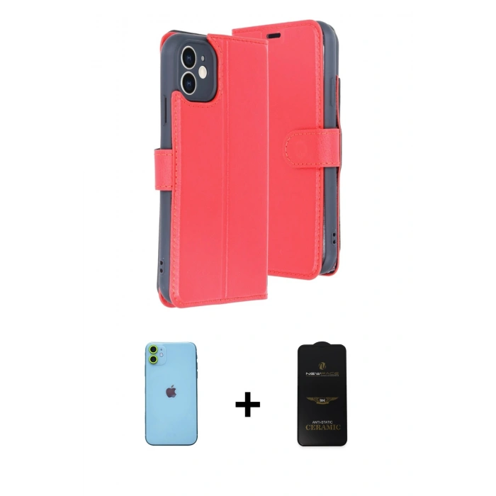 MARSİLYAN™- iPhone 11 Kılıf Siluet Işık Serisi - Siyah 6D Antistatik Mat Seramik Hayalet Nano Ekran Koruyucu + Neon Fosforlu Kamera Lens - YL