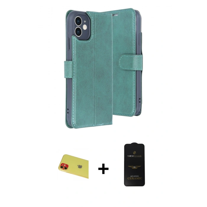 MARSİLYAN™- iPhone 11 Kılıf Siluet Işık Serisi - Siyah 6D Antistatik Mat Seramik Hayalet Nano Ekran Koruyucu + Rainbow Kamera Lens Koruma Cam - KI