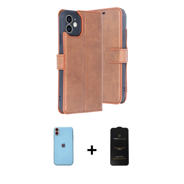 MARSİLYAN™- iPhone 11 Kılıf Siluet Işık Serisi - Siyah 6D Antistatik Mat Seramik Hayalet Nano Ekran Koruyucu + Neon Fosforlu Kamera Lens - TU