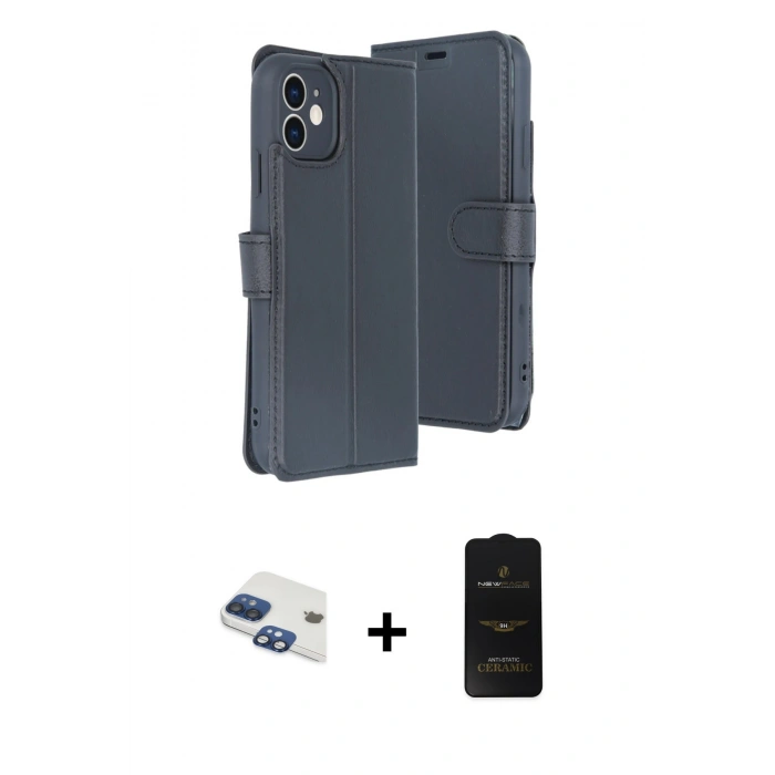 MARSİLYAN™- iPhone 11 Kılıf Siluet Işık Serisi - Siyah 6D Antistatik Mat Seramik Hayalet Nano Ekran Koruyucu + Pers Alüminyum Kamera Lens - LT