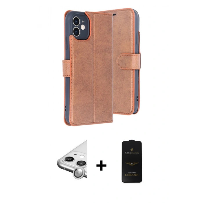 MARSİLYAN™- iPhone 11 Kılıf Siluet Işık Serisi - Siyah 6D Antistatik Mat Seramik Hayalet Nano Ekran Koruyucu + Raze Metal Kamera Lens - GS
