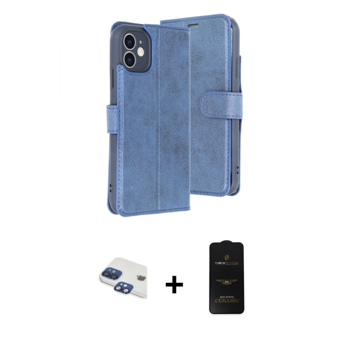 MARSİLYAN™- iPhone 11 Kılıf Siluet Işık Serisi - Siyah 6D Antistatik Mat Seramik Hayalet Nano Ekran Koruyucu + Pers Alüminyum Kamera Lens - LT