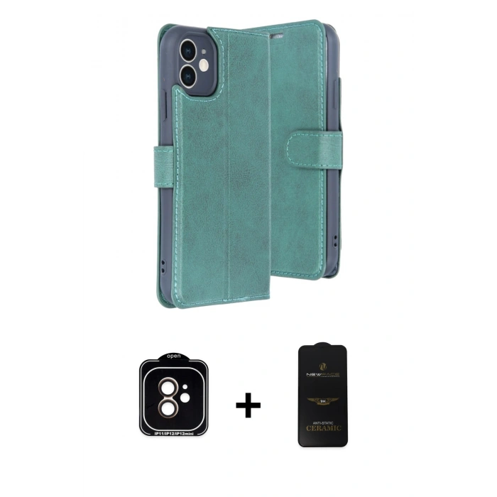 MARSİLYAN™- iPhone 11 Kılıf Siluet Işık Serisi - Siyah 6D Antistatik Mat Seramik Hayalet Nano Ekran Koruyucu + PVD Metal Kamera Lens - TU