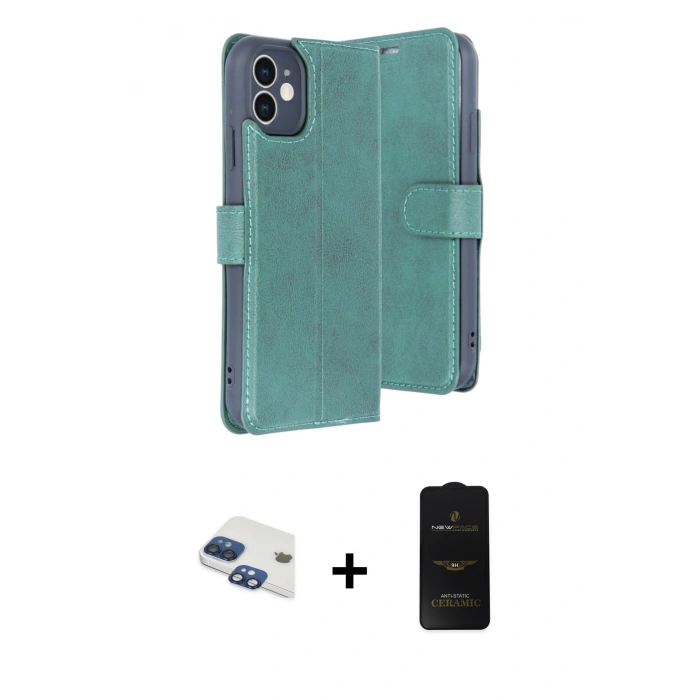 MARSİLYAN™- iPhone 11 Kılıf Siluet Işık Serisi - Siyah 6D Antistatik Mat Seramik Hayalet Nano Ekran Koruyucu + Pers Alüminyum Kamera Lens - LT