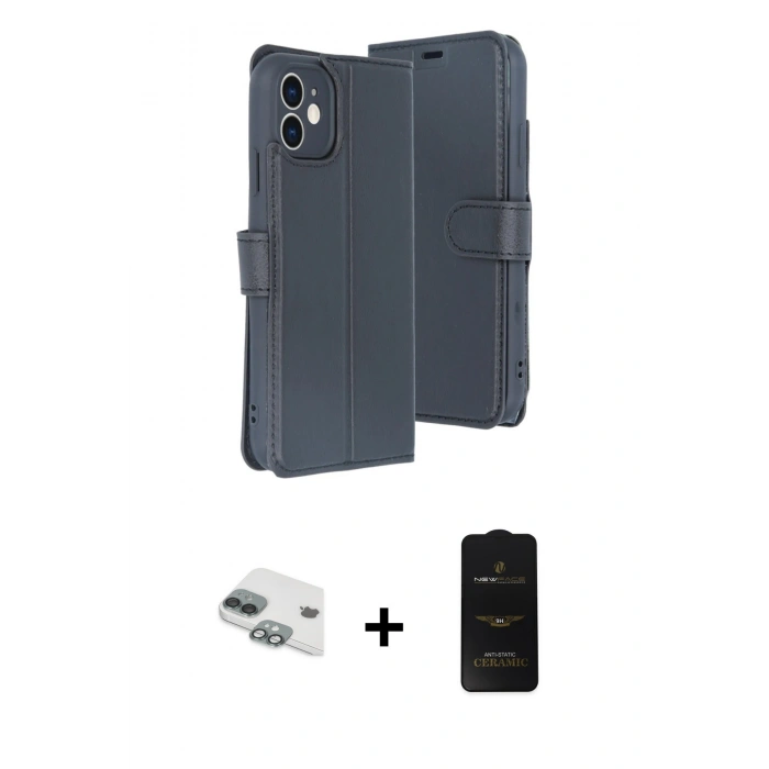 MARSİLYAN™- iPhone 11 Kılıf Siluet Işık Serisi - Siyah 6D Antistatik Mat Seramik Hayalet Nano Ekran Koruyucu + Yeşil Pers Alüminyum Kamera Lens