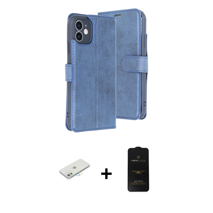 MARSİLYAN™- iPhone 11 Kılıf Siluet Işık Serisi - Siyah 6D Antistatik Mat Seramik Hayalet Nano Ekran Koruyucu + Renkli Kamera Lens Koruma Cam - SI