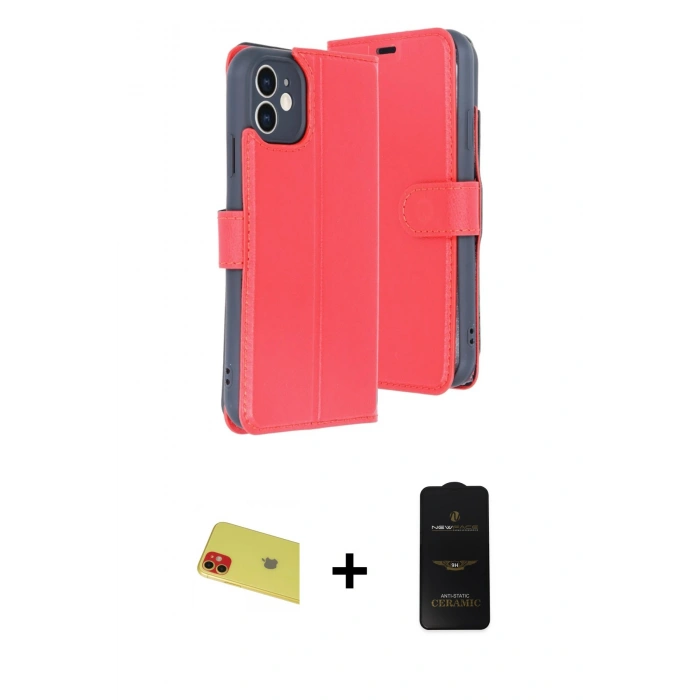 MARSİLYAN™- iPhone 11 Kılıf Siluet Işık Serisi - Siyah 6D Antistatik Mat Seramik Hayalet Nano Ekran Koruyucu + Rainbow Kamera Lens Koruma Cam - KI