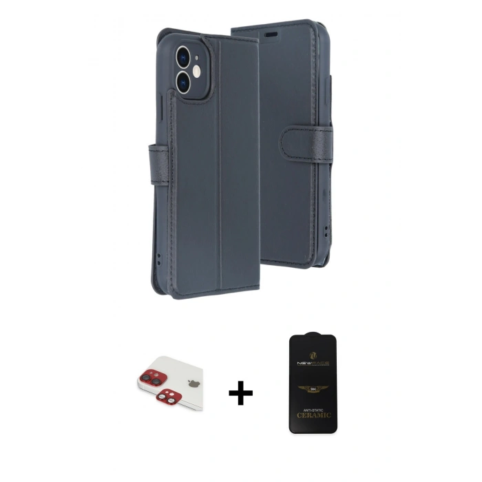 MARSİLYAN™- iPhone 11 Kılıf Siluet Işık Serisi - Siyah 6D Antistatik Mat Seramik Hayalet Nano Ekran Koruyucu + Pers Alüminyum Kamera Lens - KI