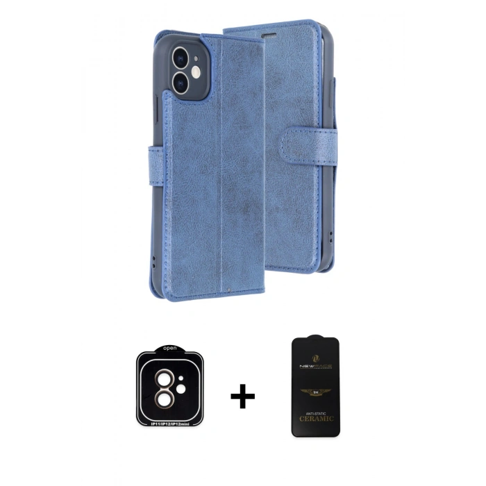 MARSİLYAN™- iPhone 11 Kılıf Siluet Işık Serisi - Siyah 6D Antistatik Mat Seramik Hayalet Nano Ekran Koruyucu + PVD Metal Kamera Lens - TU