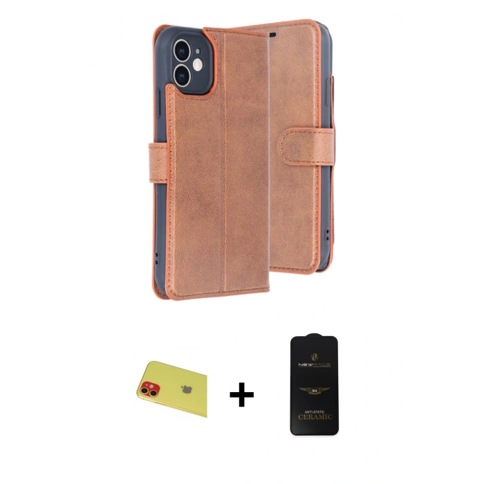 MARSİLYAN™- iPhone 11 Kılıf Siluet Işık Serisi - Siyah 6D Antistatik Mat Seramik Hayalet Nano Ekran Koruyucu + Rainbow Kamera Lens Koruma Cam - KI