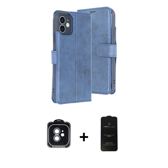 MARSİLYAN™- iPhone 11 Kılıf Siluet Işık Serisi - Siyah 6D Antistatik Mat Seramik Hayalet Nano Ekran Koruyucu + PVD Metal Kamera Lens - MI