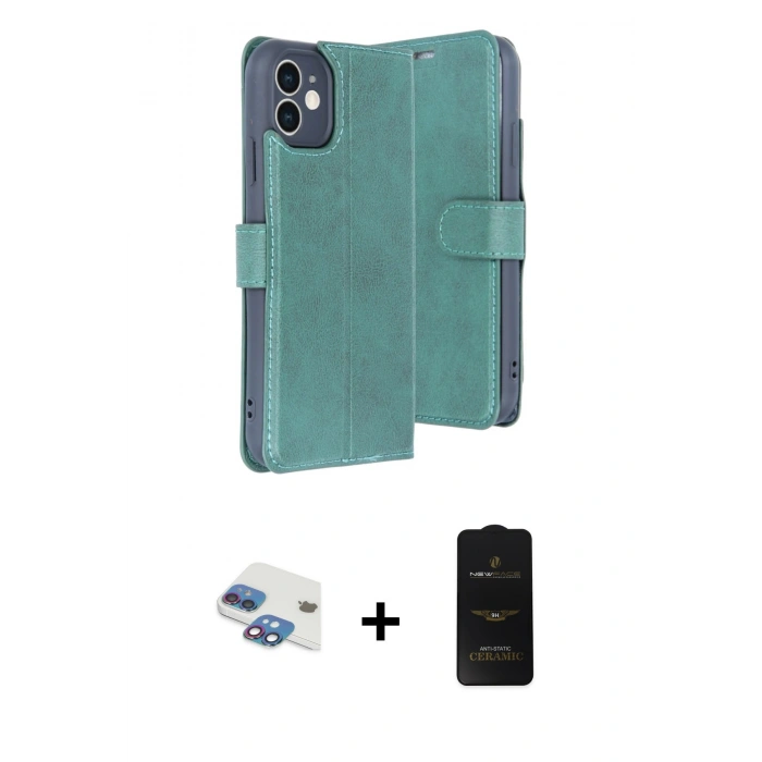MARSİLYAN™- iPhone 11 Kılıf Siluet Işık Serisi - Siyah 6D Antistatik Mat Seramik Hayalet Nano Ekran Koruyucu + Pers Alüminyum Kamera Lens - GI