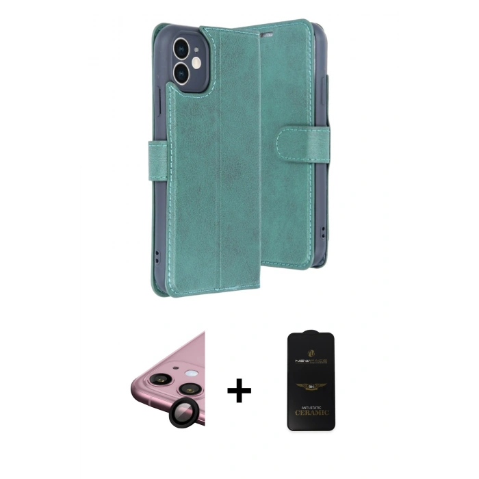 MARSİLYAN™- iPhone 11 Kılıf Siluet Işık Serisi - Siyah 6D Antistatik Mat Seramik Hayalet Nano Ekran Koruyucu + Raze Metal Kamera Lens - SH