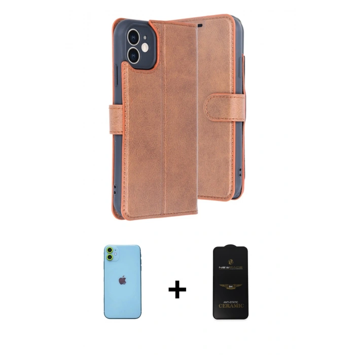 MARSİLYAN™- iPhone 11 Kılıf Siluet Işık Serisi - Siyah 6D Antistatik Mat Seramik Hayalet Nano Ekran Koruyucu + Neon Fosforlu Kamera Lens - YL