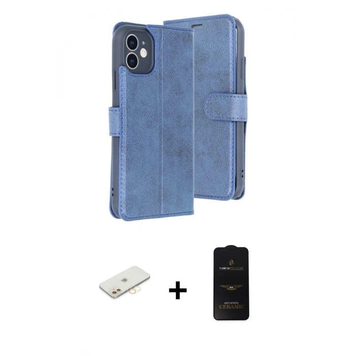 MARSİLYAN™- iPhone 11 Kılıf Siluet Işık Serisi - Siyah 6D Antistatik Mat Seramik Hayalet Nano Ekran Koruyucu + Sarı Renkli Kamera Lens Koruma Cam