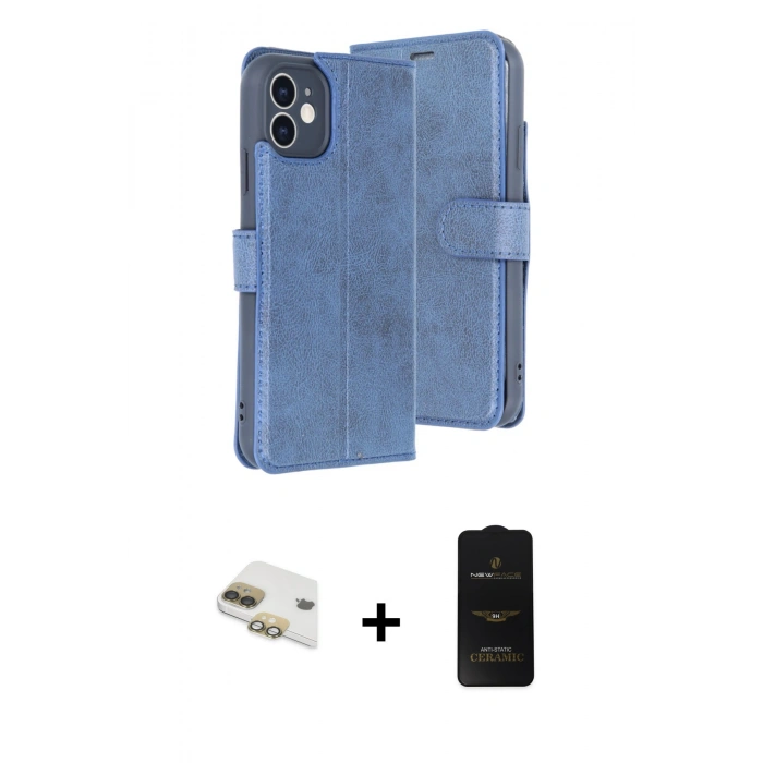 MARSİLYAN™- iPhone 11 Kılıf Siluet Işık Serisi - Siyah 6D Antistatik Mat Seramik Hayalet Nano Ekran Koruyucu + Pers Alüminyum Kamera Lens - GD