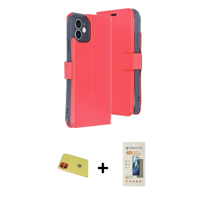 MARSİLYAN™- iPhone 11 Kılıf Siluet Işık Serisi - Siyah 6D Mat Seramik Hayalet Nano Ekran Koruyucu + Rainbow Kamera Lens Koruma Cam - KI