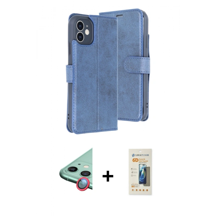 MARSİLYAN™- iPhone 11 Kılıf Siluet Işık Serisi - Siyah 6D Mat Seramik Hayalet Nano Ekran Koruyucu + Raze Metal Kamera Lens - KI