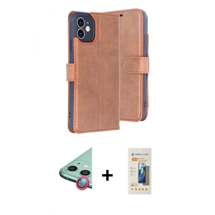 MARSİLYAN™- iPhone 11 Kılıf Siluet Işık Serisi - Siyah 6D Mat Seramik Hayalet Nano Ekran Koruyucu + Raze Metal Kamera Lens - KI