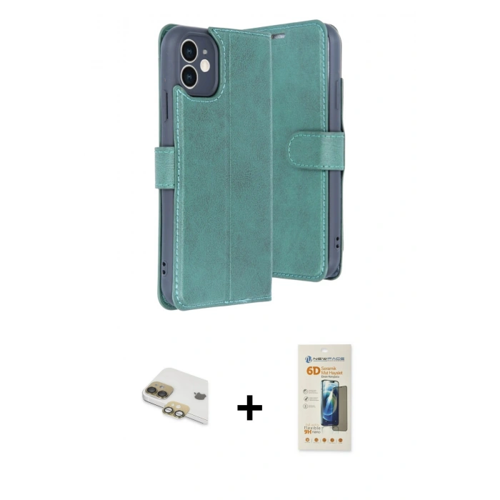 MARSİLYAN™- iPhone 11 Kılıf Siluet Işık Serisi - Siyah 6D Mat Seramik Hayalet Nano Ekran Koruyucu + Pers Alüminyum Kamera Lens - GD