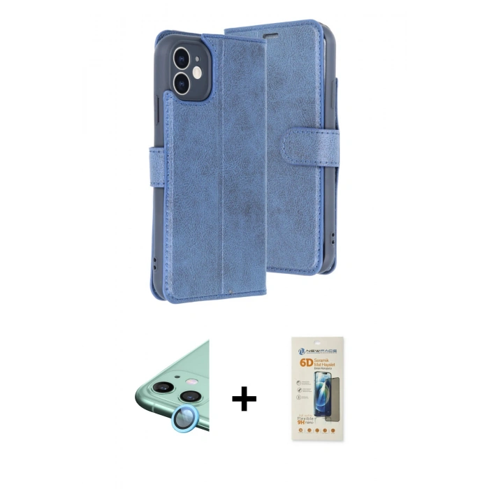 MARSİLYAN™- iPhone 11 Kılıf Siluet Işık Serisi - Siyah 6D Mat Seramik Hayalet Nano Ekran Koruyucu + Raze Metal Kamera Lens - MI