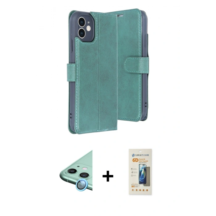 MARSİLYAN™- iPhone 11 Kılıf Siluet Işık Serisi - Siyah 6D Mat Seramik Hayalet Nano Ekran Koruyucu + Raze Metal Kamera Lens - MI
