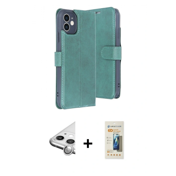 MARSİLYAN™- iPhone 11 Kılıf Siluet Işık Serisi - Siyah 6D Mat Seramik Hayalet Nano Ekran Koruyucu + Raze Metal Kamera Lens - GS