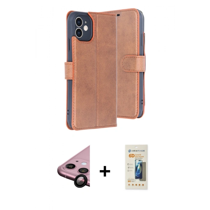 MARSİLYAN™- iPhone 11 Kılıf Siluet Işık Serisi - Siyah 6D Mat Seramik Hayalet Nano Ekran Koruyucu + Raze Metal Kamera Lens - SH