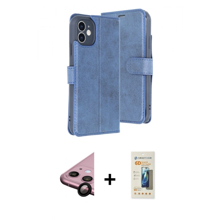 MARSİLYAN™- iPhone 11 Kılıf Siluet Işık Serisi - Siyah 6D Mat Seramik Hayalet Nano Ekran Koruyucu + Raze Metal Kamera Lens - SH
