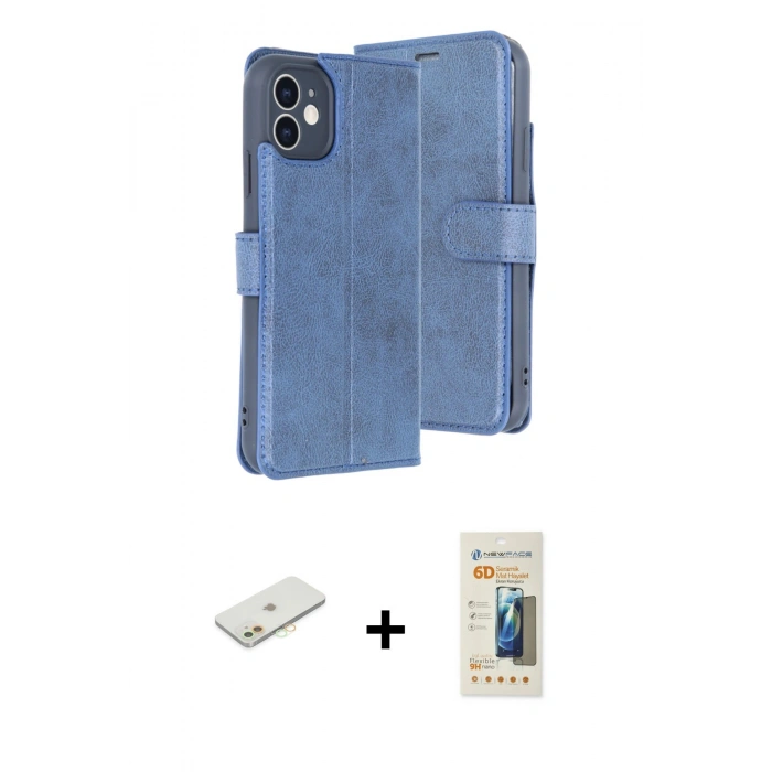 MARSİLYAN™- iPhone 11 Kılıf Siluet Işık Serisi - Siyah 6D Mat Seramik Hayalet Nano Ekran Koruyucu + Turuncu Renkli Kamera Lens Koruma Cam