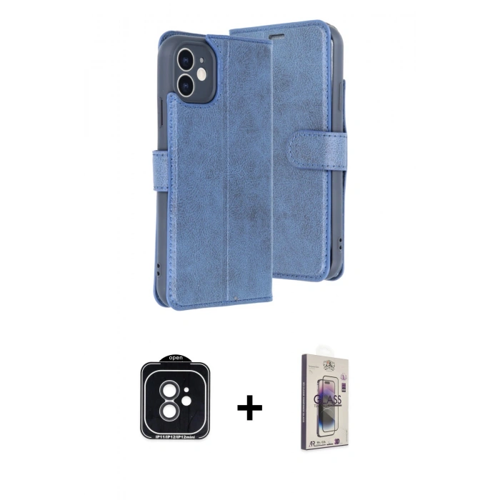 MARSİLYAN™- iPhone 11 Kılıf Siluet Işık Serisi - Siyah Bilvis 3D Cam Ekran Koruyucu + PVD Metal Kamera Lens - SH