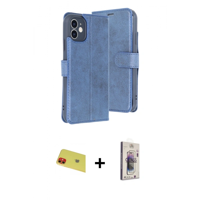 MARSİLYAN™- iPhone 11 Kılıf Siluet Işık Serisi - Siyah Bilvis 3D Cam Ekran Koruyucu + Rainbow Kamera Lens Koruma Cam - KI