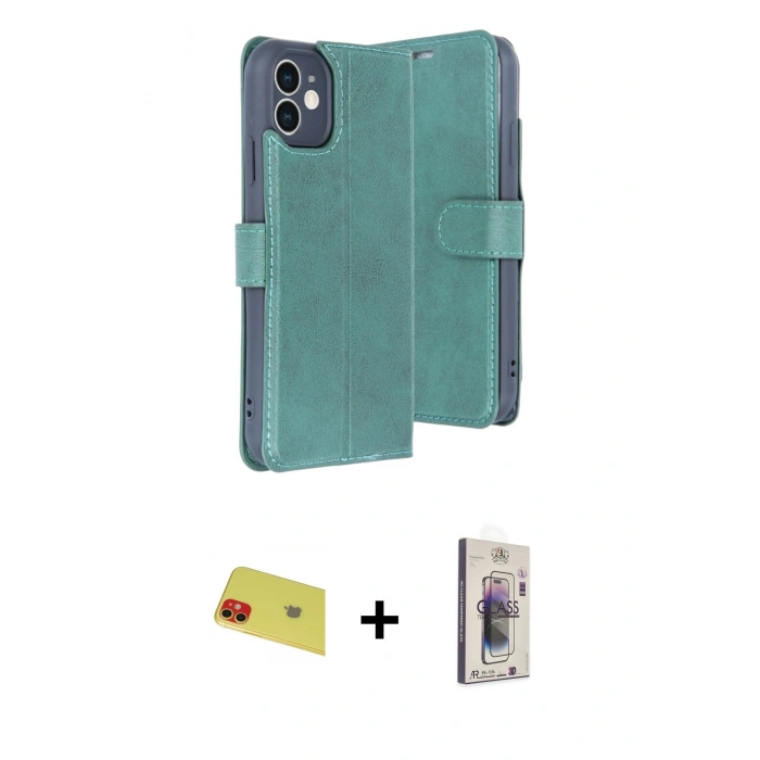 MARSİLYAN™- iPhone 11 Kılıf Siluet Işık Serisi - Siyah Bilvis 3D Cam Ekran Koruyucu + Rainbow Kamera Lens Koruma Cam - KI