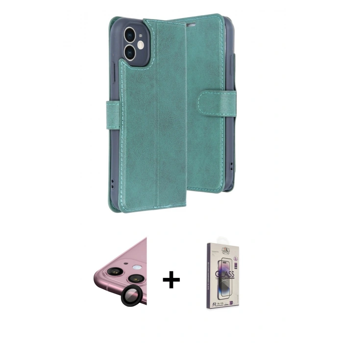 MARSİLYAN™- iPhone 11 Kılıf Siluet Işık Serisi - Siyah Bilvis 3D Cam Ekran Koruyucu + Raze Metal Kamera Lens - SH