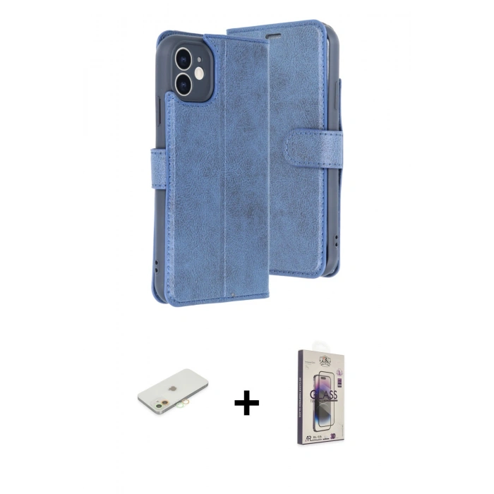 MARSİLYAN™- iPhone 11 Kılıf Siluet Işık Serisi - Siyah Bilvis 3D Cam Ekran Koruyucu + Renkli Kamera Lens Koruma Cam - TU