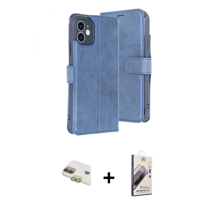 MARSİLYAN™- iPhone 11 Kılıf Siluet Işık Serisi - Siyah Bilvis 3D Mat Cam Ekran Koruyucu + Gold Pers Alüminyum Kamera Lens