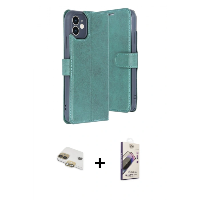 MARSİLYAN™- iPhone 11 Kılıf Siluet Işık Serisi - Siyah Bilvis 3D Mat Cam Ekran Koruyucu + Gold Pers Alüminyum Kamera Lens