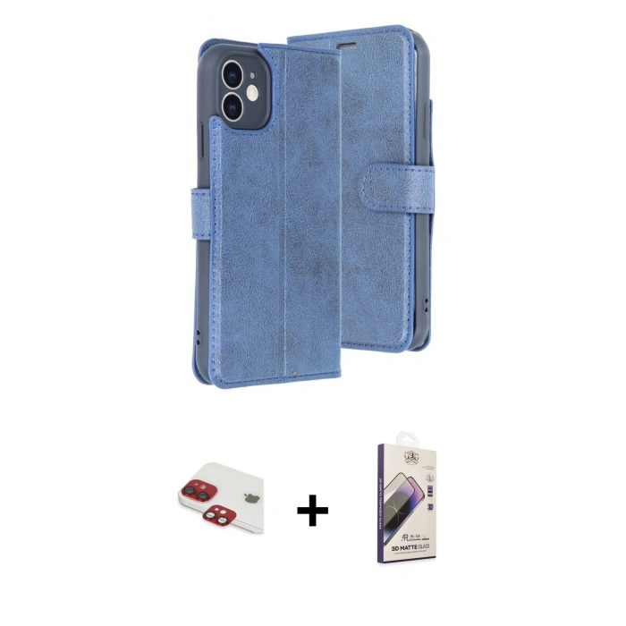MARSİLYAN™- iPhone 11 Kılıf Siluet Işık Serisi - Siyah Bilvis 3D Mat Cam Ekran Koruyucu + Pers Alüminyum Kamera Lens - KI