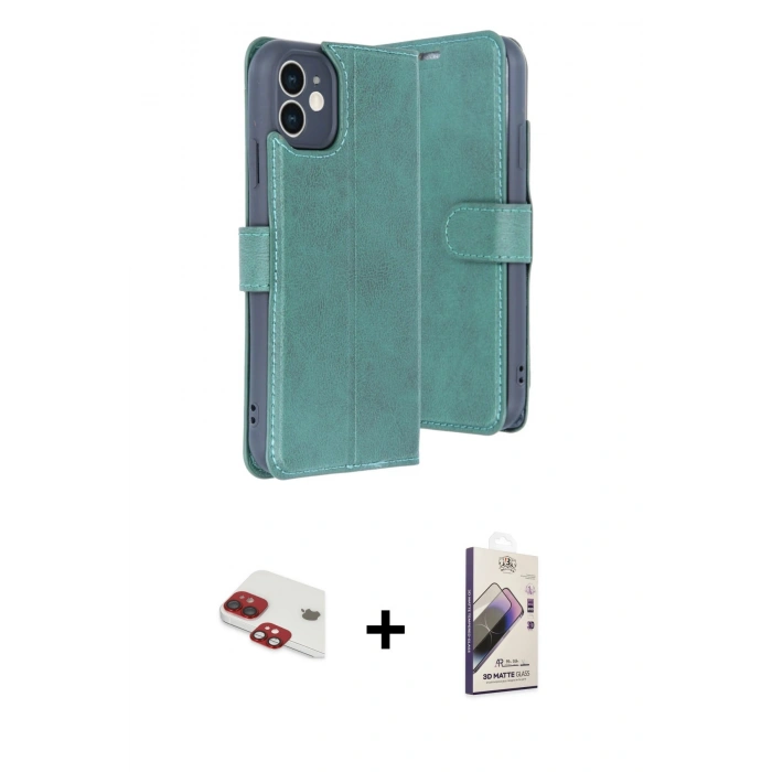 MARSİLYAN™- iPhone 11 Kılıf Siluet Işık Serisi - Siyah Bilvis 3D Mat Cam Ekran Koruyucu + Pers Alüminyum Kamera Lens - KI
