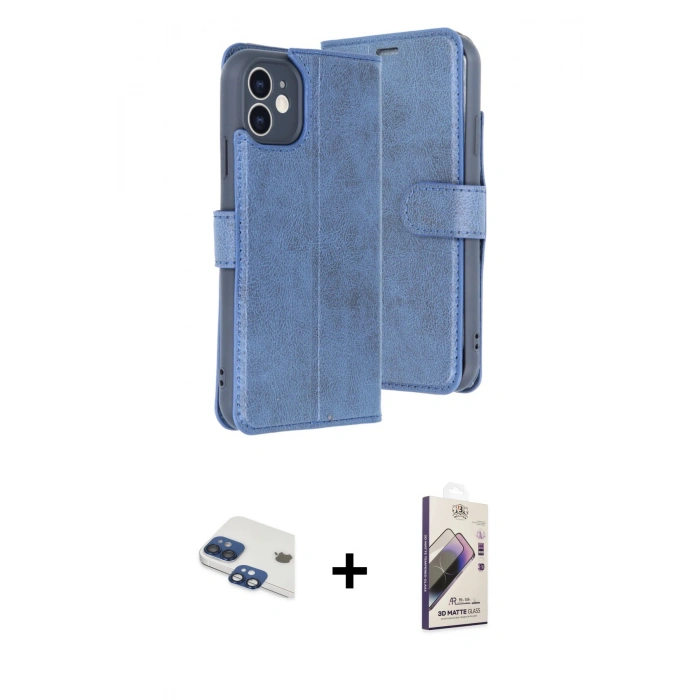 MARSİLYAN™- iPhone 11 Kılıf Siluet Işık Serisi - Siyah Bilvis 3D Mat Cam Ekran Koruyucu + Pers Alüminyum Kamera Lens - LT