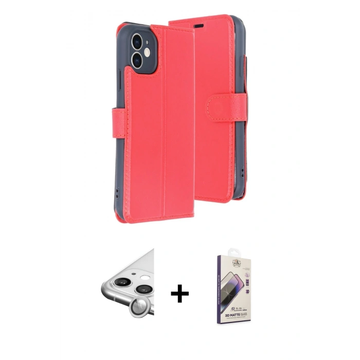 MARSİLYAN™- iPhone 11 Kılıf Siluet Işık Serisi - Siyah Bilvis 3D Mat Cam Ekran Koruyucu + Raze Metal Kamera Lens - GS