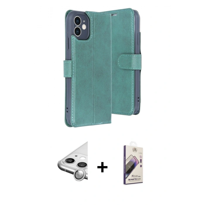 MARSİLYAN™- iPhone 11 Kılıf Siluet Işık Serisi - Siyah Bilvis 3D Mat Cam Ekran Koruyucu + Raze Metal Kamera Lens - GS